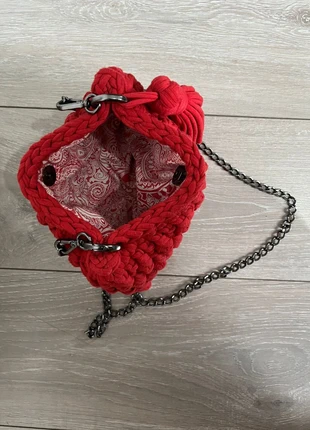 Handmade Red Crochet Shoulder Bag with Chain Strap & Tassel | Small Crossbody, condition: New without tags, £4.99, £5.94 includes Buyer Protection