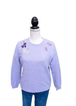 Pull vintage mauve broderie aux épaules – Taille 36/38 – Style Y2K, marca: Vintage Dressing, estado: Muito bom, tamanho: M / 38 / 10, €25.00, €26.95 inclui Proteção do Comprador