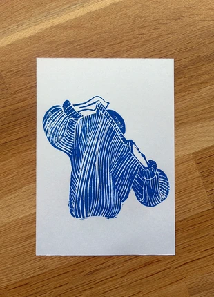 Linocut : Get comfy, brand: Fait Main, condition: New with tags, €5.00, €5.95 includes Buyer Protection