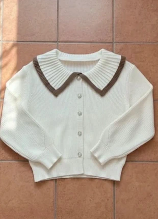 Pull abricot col plissé perles – taille M – chic doux automne hiver, brand: Isoldea, condition: Very good, size: M / 38 / 10, €37.99, €40.59 includes Buyer Protection Pro