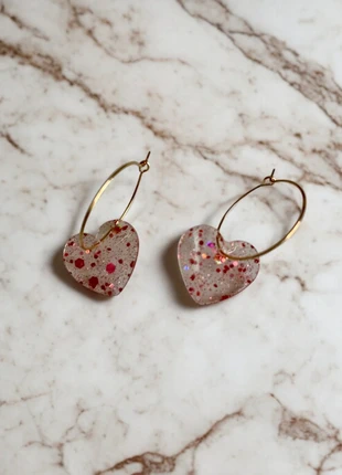 Boucle d’oreille créoles cœur dorées & rose transparentes, brand: Boutique privée, condition: Very good, €5.00, €5.95 includes Buyer Protection