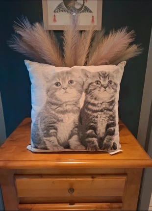 Coussin décoratif chats, etat neuf, noir et beige, 45×45cm, brand: sansnom., condition: Like new, size: 45 x 45 cm, €5.00, €5.95 includes Buyer Protection