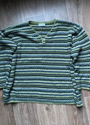 Vintage striped knit V-neck sweater L retro 90s casual, marke: Bonita, zustand: Sehr gut, größe: XXL / 44 / 16, 14,95 €, 16,40 € beinhaltet Vinted-Käuferschutz Pro