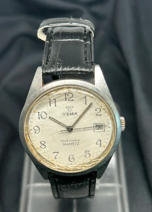 Montre Yema à quartz vintage bracelet en cuir, marca: Yema, estado: Muito bom, tamanho: 30–38 mm, €30.00, €32.20 inclui Proteção do Comprador