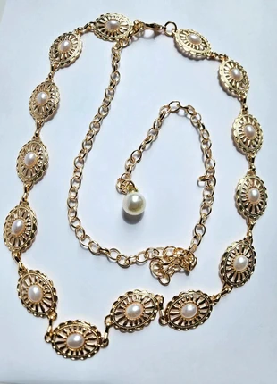 Ceinture perle chaîne métal dorée, marque: sans marque, état: Neuf avec étiquette, taille: Ajustable, 9,90 €, 11,10 € Protection acheteurs (Pro) incluse