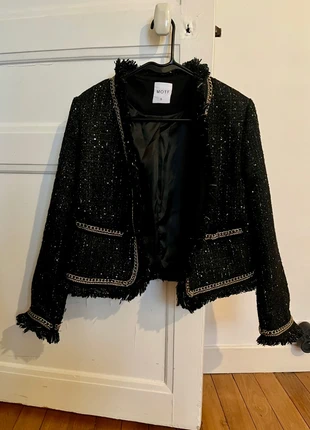 Veste tailleur noire et argentée tweed MOTF taille S, brand: Motf, condition: Very good, size: S / 36 / 8, €30.00, €32.20 includes Buyer Protection