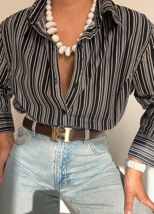 Chemise rayée vintage 70’s noire et blanche rétro, brand: Vintage Dressing, condition: Very good, size: M / 38 / 10, €19.00, €20.65 includes Buyer Protection