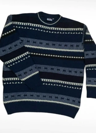 Pull d’hiver Brice homme vintage 80s 90s 00s y2k taille XL bleu blanc à motifs 30% en laine, brand: Brice, condition: Very good, size: XL, €19.90, €21.60 includes Buyer Protection