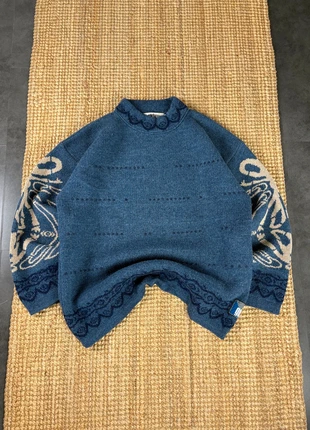 Pull Rare Bleu Marine et Beige en Laine Gotcha Vintage Y2K, Funky Knitwear Oversize Taille XL, brand: Gotcha, condizioni: Ottime, taglia: XL, €140.00, €147.70 include la Protezione acquisti Pro