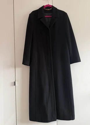 Vintage longline black wool and cashmere blend coat, brand: Bhs, condition: Very good, size: L / UK 16-18, £80.00, £84.70 includes Buyer Protection