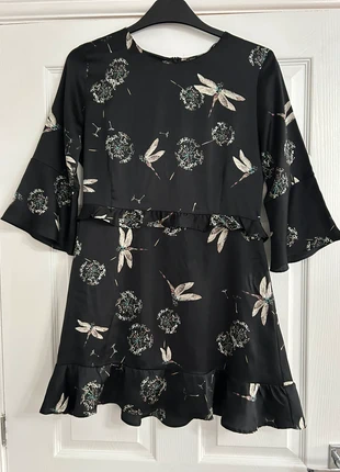 Zara Basic Collection Black Dragonfly & Dandelion Ruffle Dress - Size L (12-14), brand: Zara, condition: Very good, size: L / 12, £6.00, £7.00 includes Buyer Protection