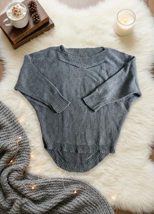 Pull gris foncé - Coupe chauve-souris / poncho - Maille fine Laine et Acrylique, condition: Very good, size: M / 38 / 10, €2.00, €2.80 includes Buyer Protection