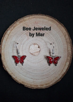 Oorbellen vlinder rood nieuw, marque: Handgemaakt, état: Neuf sans étiquette, 2,50 €, 3,33 € Protection acheteurs incluse