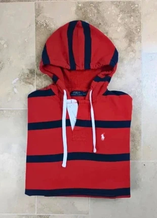 Sweat a capuche col V boutonné - Homme M - Rouge rayures marine logo blanc, marque: Ralph Lauren, état: Très bon état, taille: M, 57,00 €, 60,55 € Protection acheteurs (Pro) incluse