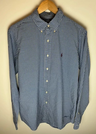 Chemise à carreaux Ralph Lauren blanche et bleue L, merk: Ralph Lauren, staat: Heel goed, maat: L, € 35,00, € 37,45 inclusief Kopersbescherming Pro