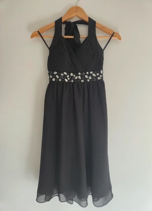 Robe noire neuve soirée/fêtes -Strass argentés, marque: "My Evening Dress", état: Neuf avec étiquette, taille: S / 36 / 8, 16,00 €, 17,50 € Protection acheteurs incluse