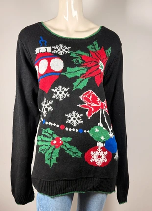Black festive Christmas sweater for women, fun holiday design (XL), marque: Vintage Dressing, état: Très bon état, taille: XL / 42 / 14, 22,90 €, 24,75 € Protection acheteurs incluse