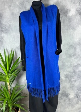 Lange Strickweste in Royalblau – ärmellos mit Fransen & Taschen 36 38 40 42, merk: Made In Italy, staat: Heel goed, maat: Universele maat, € 22,00, € 23,80 inclusief Kopersbescherming