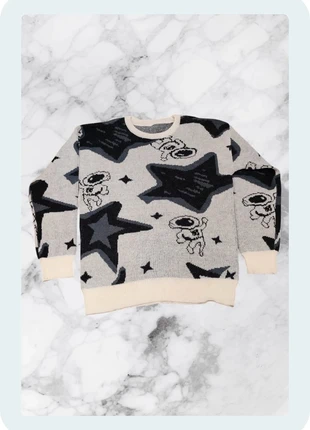 Pull y2k vintage blanc avec motif en étoile noir L, marca: y2k, estado: Nuevo sin etiquetas, tamaño: L, 30,00 €, 32,20 € Protección al comprador incluida