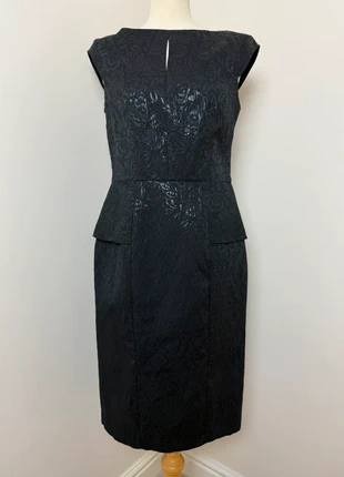 Dorothy Perkins Black Shimmer Jaquard Peplum Dress - Size 12, brand: Dorothy Perkins, condition: Very good, size: L / 12, £5.95, £6.95 includes Buyer Protection Pro