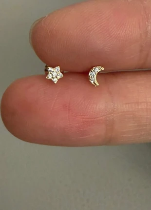 Boucles d’oreilles mini étoile et lune dorées S925, brand: Argent, condition: Very good, €10.00, €11.20 includes Buyer Protection