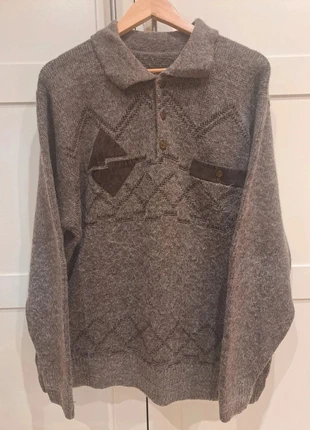 Vintage Wool Knit Cardigan with Retro Pattern and Suede Details, marque: Vintage Dressing, état: Neuf sans étiquette, taille: M, 20,90 €, 22,65 € Protection acheteurs incluse