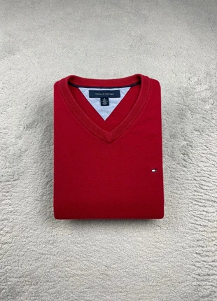 Pull/Sweat/Crewneck manche longue col V Tommy Hilfiger Rouge logo brodé Taille M Homme, brand: Tommy Hilfiger, condition: Very good, size: M, €29.90, €32.10 includes Buyer Protection Pro