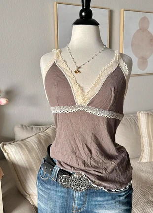 Brown Lace Trim Cami by ZJ Jeans, brand: other, condition: Very good, size: 10 / M, $39.00, $41.65 includes Buyer Protection