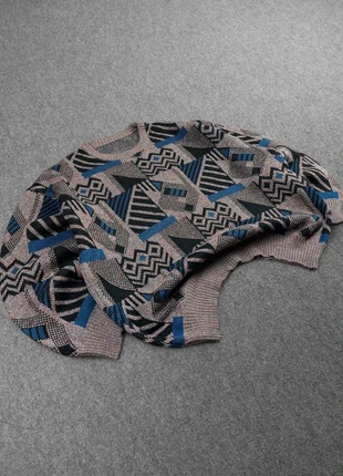 Pull Ethnic Vintage 80s en Maille Chiné Gris / Multicolores à Motifs Imprimés "Crazy" 50% Laine (L), marke: Vintage Dressing, zustand: Gut, größe: L, 21,00 €, 22,75 € beinhaltet Vinted-Käuferschutz Pro