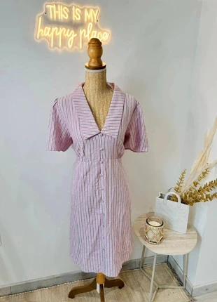 Robe courte manches courtes rayée rose et vert taille 48 Primark, marca: Primark, estado: Novo com etiquetas, tamanho: 4XL / 48 / 20, €8.00, €9.10 inclui Proteção do Comprador Pro