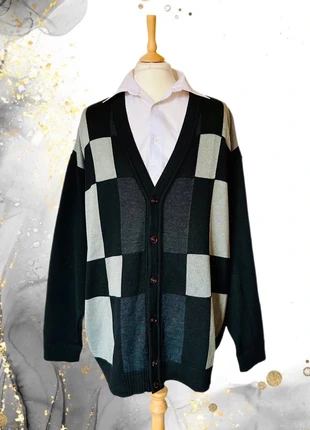 🔘Gilet laine mérinos 3XL Big and Nice Paris Black & grey panel merino wool knit cardigan🔘, marke: Vintage Dressing, zustand: Sehr gut, größe: XXXL, 24,00 €, 25,90 € beinhaltet Vinted-Käuferschutz Pro