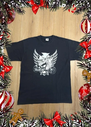 T-shirt homme noir "Ride to Live" moto & ailes - Fruit of the Loom L, marque: Fruit of the Loom, état: Très bon état, taille: L, 9,00 €, 10,15 € Protection acheteurs incluse