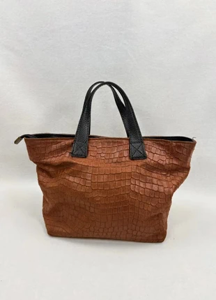 Sac cabas Vintage marron effet croco et anses noires – 33 cm, brand: Vintage Dressing, condizioni: Ottime, €22.90, €24.75 include la Protezione acquisti Pro