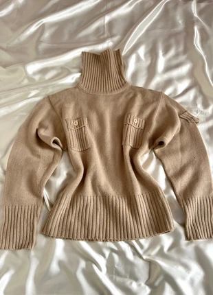 Pull en maille col montant knitted beige à poches - y2k style, marque: Top Vintage, état: Très bon état, taille: L / 40 / 12, 17,00 €, 18,55 € Protection acheteurs (Pro) incluse