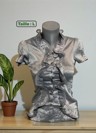 Chemise femme, chemisette à volants, style vintage chic, taille L, marke: Laetitia Star, zustand: Sehr gut, größe: L / 40 / 12, 15,00 €, 16,45 € beinhaltet Vinted-Käuferschutz Pro