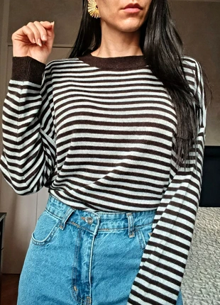 Cashmere blend striped jumper / blue brown, marque: wool and cashmere, état: Neuf avec étiquette, taille: M / 38 / 10, 44,00 €, 46,90 € Protection acheteurs incluse