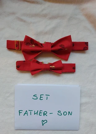 Set father son Bow tie Fliege gravata papillon pajarita cravatta querbinder Christmas Noël Kerst, merk: Atelier Daily Elegance, staat: Nieuw met prijskaartje, € 15,99, € 17,49 inclusief Kopersbescherming Pro