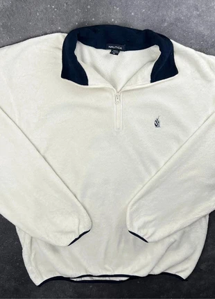 Pull polaire Nautica blanc col contrasté marine logo brodé - XL homme - polyester PL 24, marque: Nautica, état: Très bon état, taille: XL, 16,00 €, 17,50 € Protection acheteurs (Pro) incluse