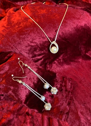 Ensemble bijoux argenté collier perle de culture Boucles d’oreilles inoxydables Idée cadeau, brand: Vintage Chic, condition: Very good, €18.00, €19.60 includes Buyer Protection Pro