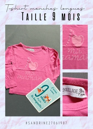 T-shirt ML rose 🦄 Taille 9 mois 🦄 Barbouillage, marque: Barbouillage, état: Très bon état, taille: 9-12 mois / 74 cm, 1,00 €, 1,75 € Protection acheteurs incluse