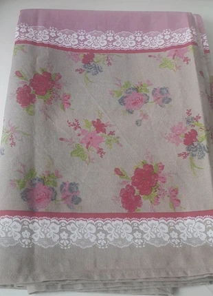 Nappe maxi rectangulaire bi coleur rose et marron print fleur romantiques, marque: Inconnu, état: Neuf sans étiquette, 11,00 €, 12,25 € Protection acheteurs incluse