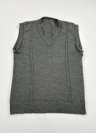 Gilet sans manches Vintage Y2K gris en maille fine, col V, coupe classique - Taille M, merk: Vintage Dressing, staat: Heel goed, maat: M, € 19,90, € 21,60 inclusief Kopersbescherming Pro