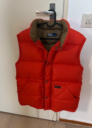 Vintage Polo by Ralph Lauren Down Puffer Vest – Orange/Khaki – Size L, merk: Ralph Lauren, staat: Veelgebruikt, maat: L, € 44,95, € 47,90 inclusief Kopersbescherming Pro