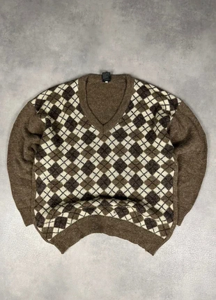 Pull maille col V vintage motifs rayures carreaux multicolore XL, marque: Vintage Dressing, état: Bon état, taille: XL, 11,90 €, 13,20 € Protection acheteurs (Pro) incluse