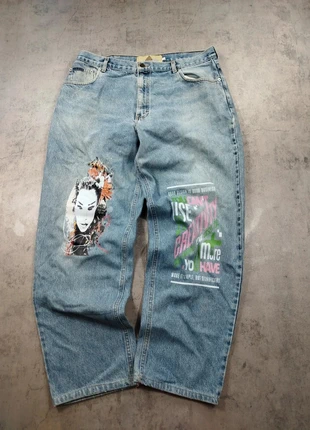 Pantalon de jeans bleu vintage y2k avec flocage W38 XL Homme, brand: Vintage Dressing, condition: New with tags, size: XL, €25.00, €26.95 includes Buyer Protection Pro