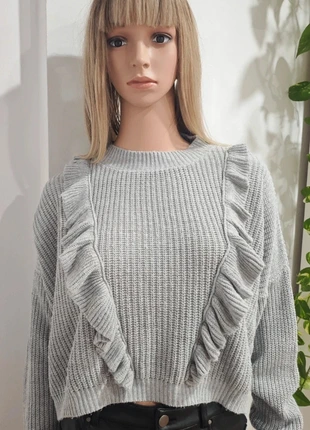 🧣 Jersey gris con volantes · Miss Selfridge Petites · Talla 38, marque: Miss Selfridge, état: Bon état, taille: M / 38 / 10, 7,00 €, 8,05 € Protection acheteurs incluse