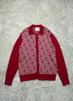 Cardigan/Gilet Arte rouge et blanc à motif losange / taille S, merk: Arte, staat: Heel goed, maat: S, € 89,00, € 94,15 inclusief Kopersbescherming