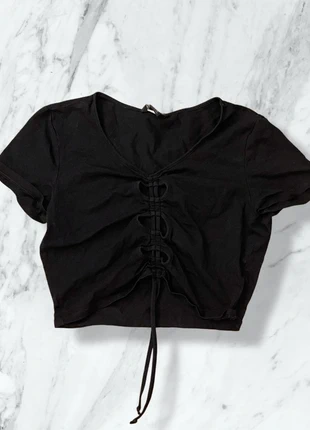 Top noir MONKI – lacé style corset, Y2K, marque: Monki, état: Très bon état, taille: M / 38 / 10, 6,00 €, 7,00 € Protection acheteurs incluse