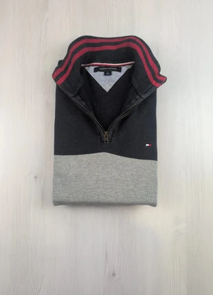 Pull 1/4 Zip Bleu Marine Gris Tommy Hilfiger Logo Brodé/ Taille M / 010, marque: Tommy Hilfiger, état: Très bon état, taille: M, 26,00 €, 28,00 € Protection acheteurs (Pro) incluse