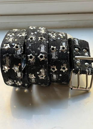Black grey silver star stud glitter belt punk rock emo grunge band alt scene, brand: Punk, condition: Very good, size: Adjustable, £11.00, £12.25 includes Buyer Protection